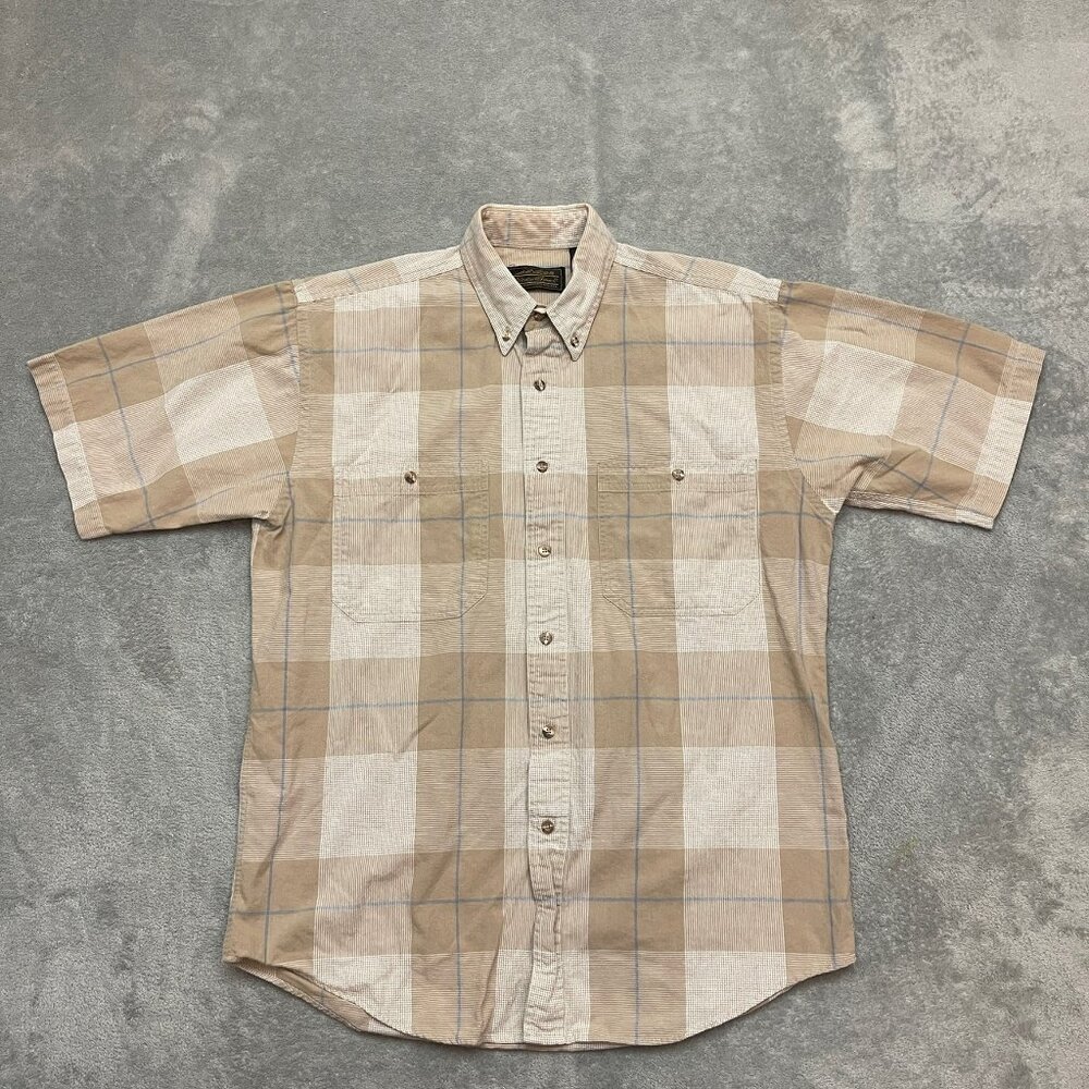 Vintage Eddie Bauer Plaid Short Sleeve Button Up Shirt Men’s Size Medium